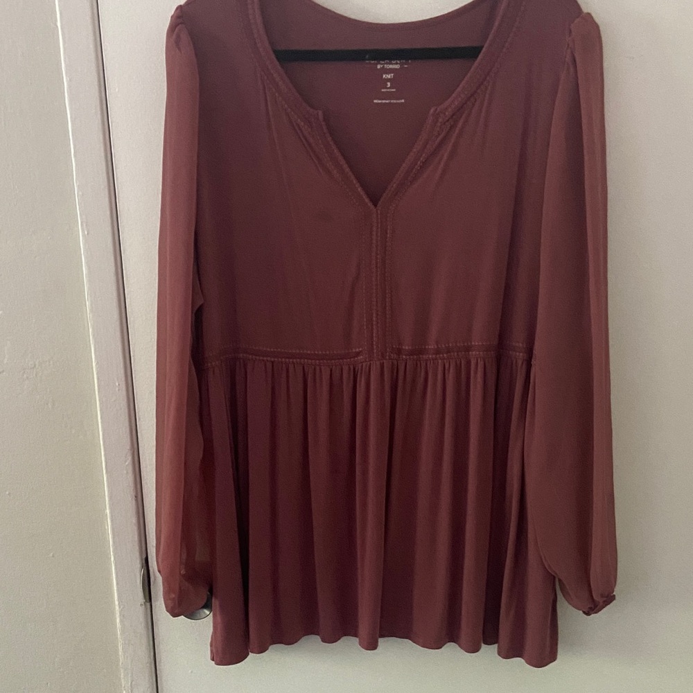 Torrid Deep Red V-Neck Blouse